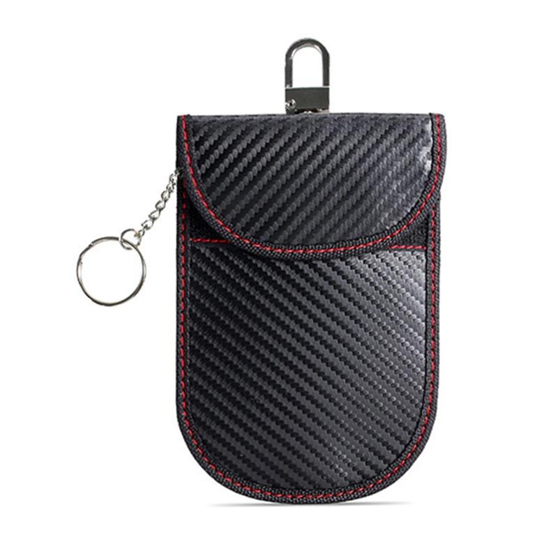 

Protector Bag for Car for Key Fob Leather Car for Key Signal Blocking Pouch for Case for Car Security Anti-Theft Black R 1
