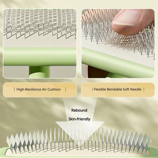 Cat Deshedding Brush Pet Grooming Comb Rounded Angled Teeth Remove Loose Undercoat Massage Dematting Comb for Long Short Hair Cats Dogs