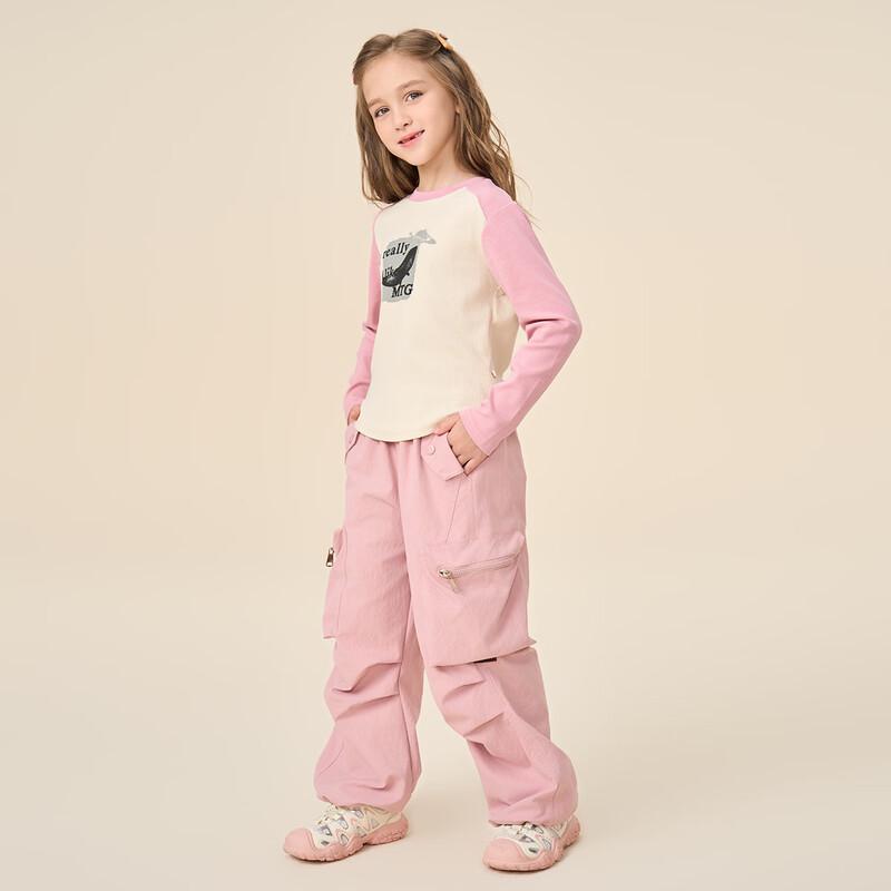 Montagut Girls' Korean-Style Loose Straight-Leg Cargo Pants
