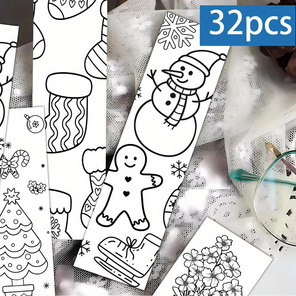 32pcs Christmas Cartoon Bookmarks, Minimalist Line Art Style, Unique and Exquisite DIY Decorative Page Markers