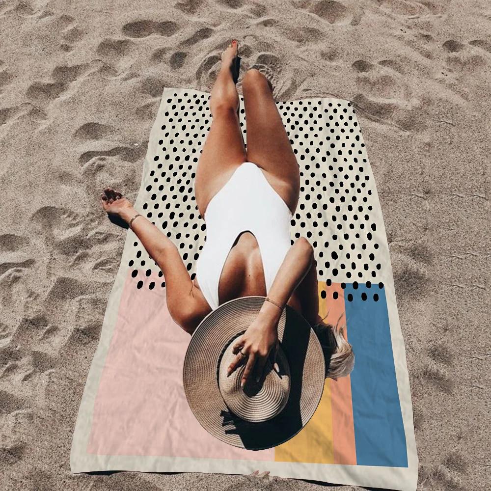 Modern Geometry Dot Line Art Microfiber Printed Beach Towel Mountain Climbing Yoga Beach Swimming Running Absorbent Soft Towel