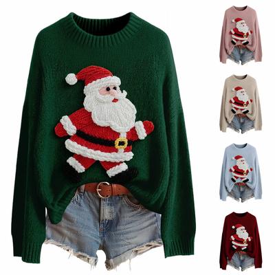 Damenmode Weihnachtsdruck Pullover Langarm Rollkragen Strickpullover Top