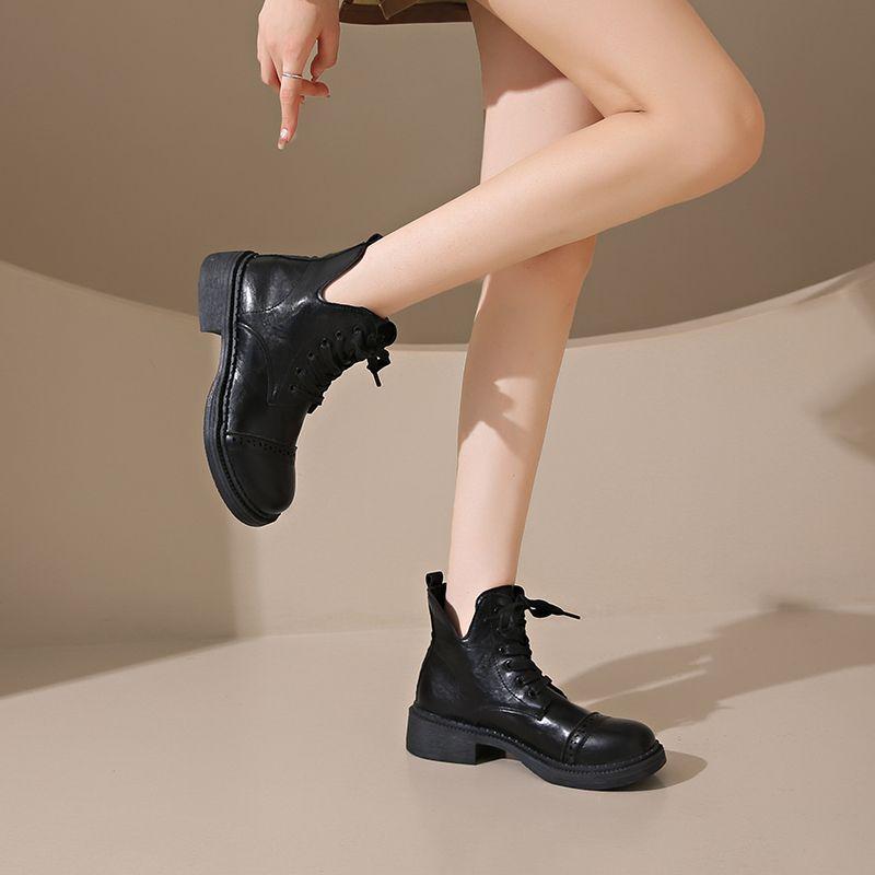 High-top casual thick-soled heightened high-end tooling locomotive tide boots 2025 popular women's British Martin boots