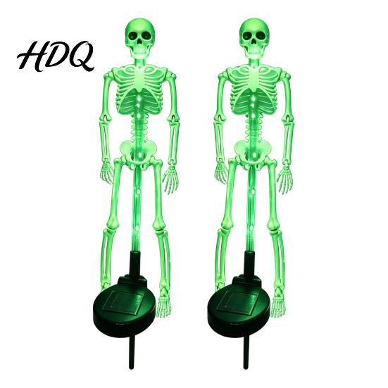 Festive Outdoor Party Lighting Solar Skeleton Garden Stake Light Halloween 3D Glowing Skull Yard Lights Decor with LED Waterproof Lawn Lamp