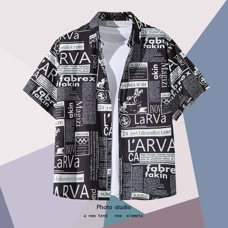 Summer Beach Floral Men'S And Women'S Thin Shirts Trendy Hawaiian Port Style Loose Tie-Dye Short-Sleeved Couple Shirts