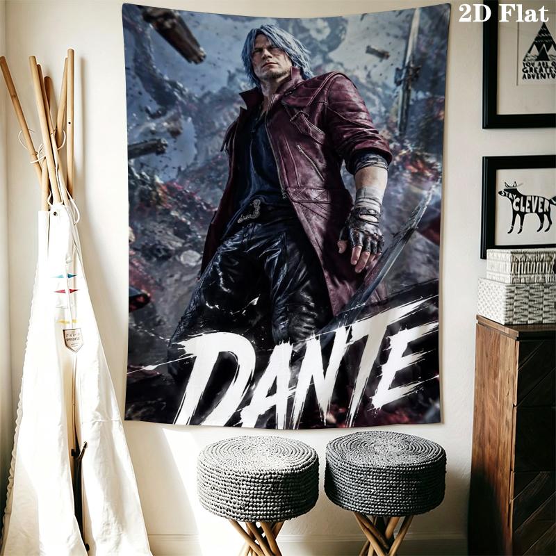 Devil May Cry Wall Tapestry Aesthetic Wall Hanging Printed Fabric Blanket Decorative Tapestries for Bedroom Living Room Home Decor