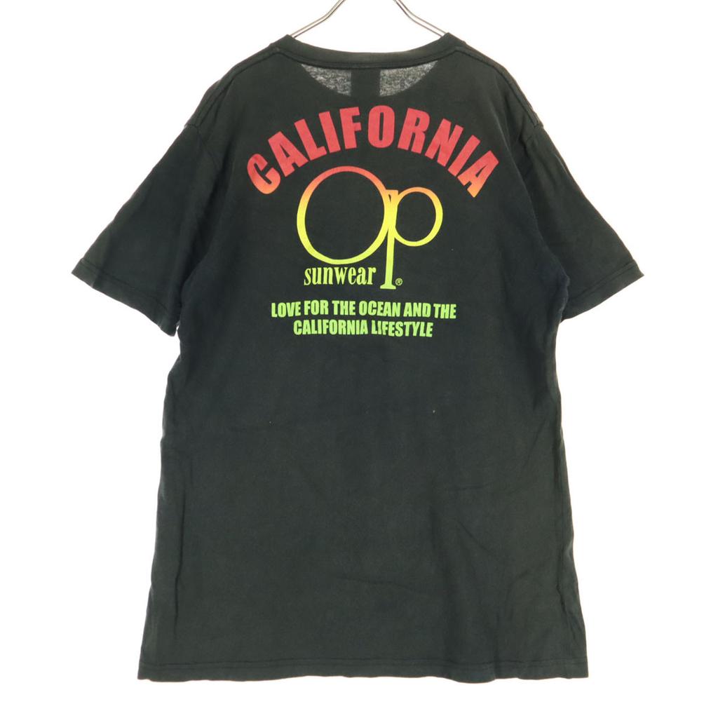 oceanpacific Print Short sleeve Round neck T-shirt L black Men's Used