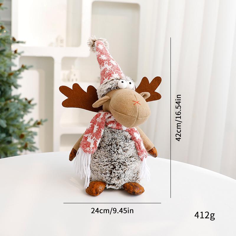 Gray Knitted Christmas Reindeer Ornament Toy - Small Figurine in Stock