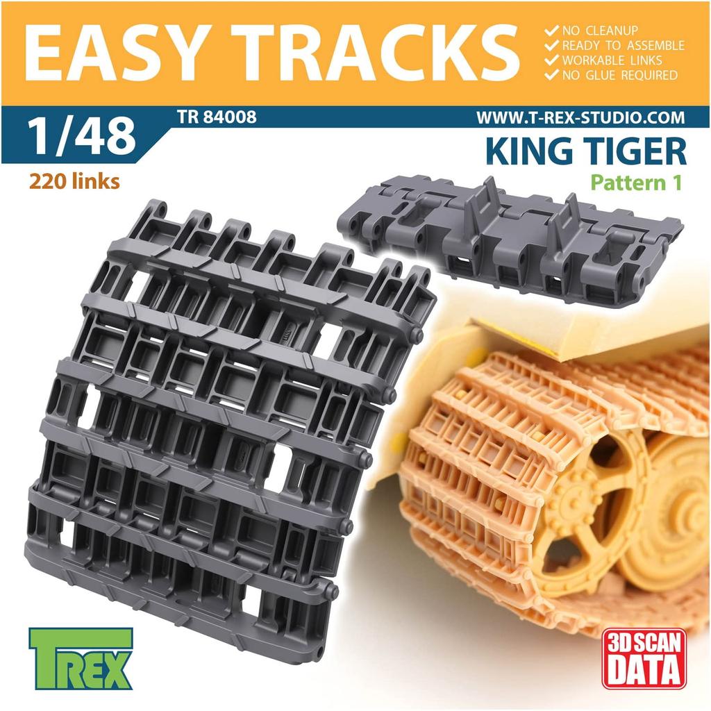 T-Rex Studios 1/48 World War II German King Tiger Tracks Pattern 1 Plastic Model Parts TR84008