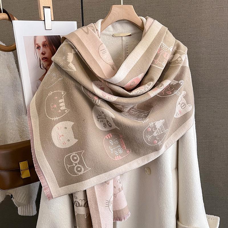 

Роскошный зимний шарф женский кашемировый теплый пашмина брендовый фуляр женские шали накидки толстый мягкий буфанда пончо шарфы стола 2024