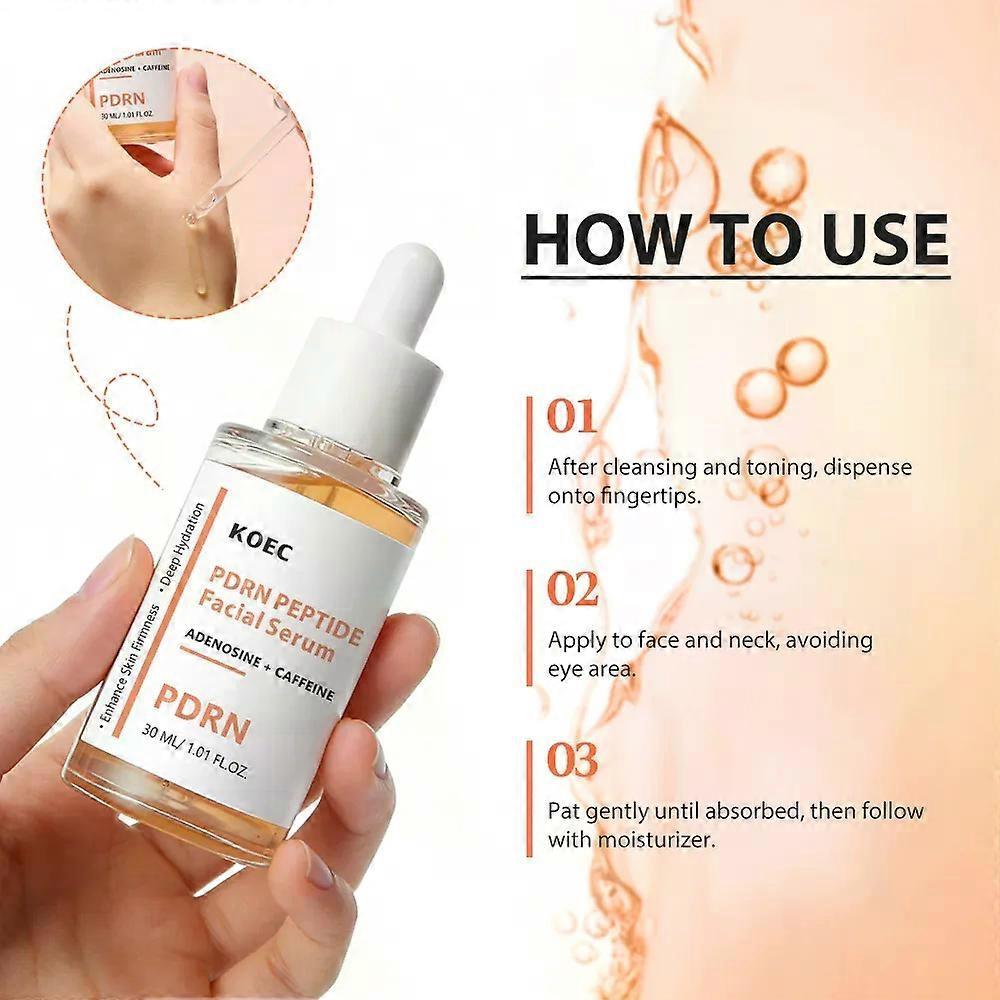PDRN Peptid Lachs-DNA Gesichtsserum mit Adenosin & Koffein, Anti-Aging Stammzellen-Serum für Tiefenfeuchtigkeit, Hautstraffung & empfindliche Hautpflege, 30ml