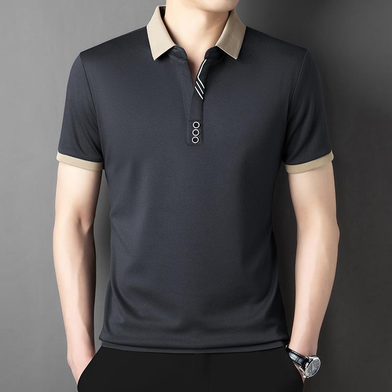 

Men s Polo Shirt Scissors Collar Short Sleeves High-end Casual Collar T-shirt Men s Summer Clothes 4XL