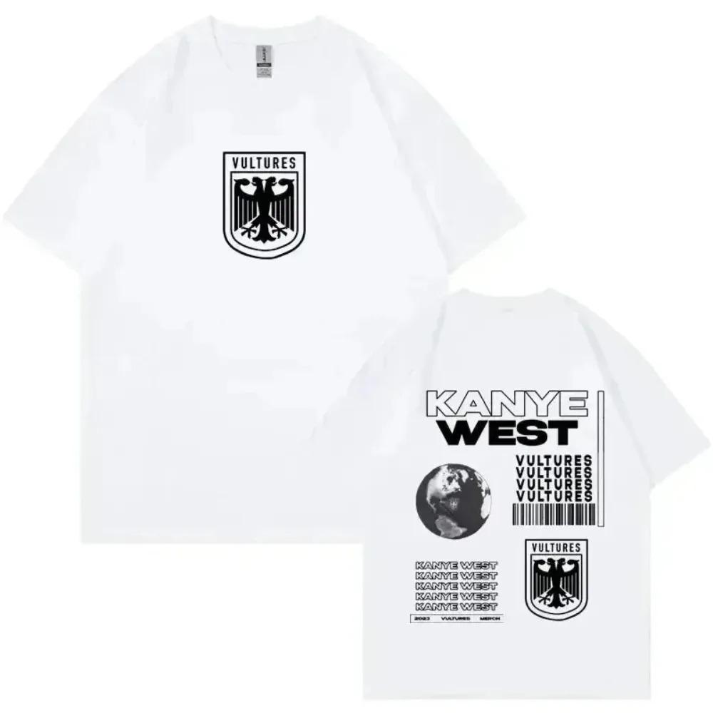 

Рэпер Канье Уэст Vultures Музыкальный альбом Графические футболки Мужские Женские Мужская Хлопковая футболка Хип-хоп Мода Футболки Оверсайз Одежда XXXXXL белый