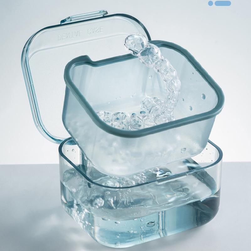 Portable Retainer Case With Mirror Sealed Denture Box Waterproof Orthodontic Aligner Holder For Travel