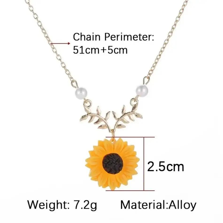 New Pearl Sunflower Necklace Fashionable Sunflower Pendant For Ladies Retro Fashion Tassel Sweater Necklace Jewelry