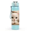 1PC Fluffy White Kitten Sleep 750ml Color Plastic Sports Water Bottle Leakproof Flip Straw Lid Suitable for Sports Office Home Use