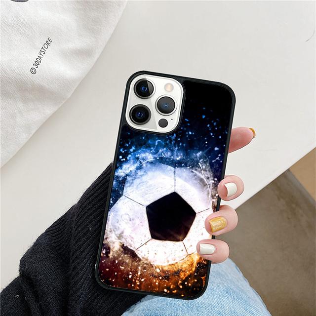 

Fire Football Soccer ball Phone Case For iPhone 17 Air 15 16 Cover 11 13 14 Pro Max 12 Plus Max Fundas iPhone 12pro max