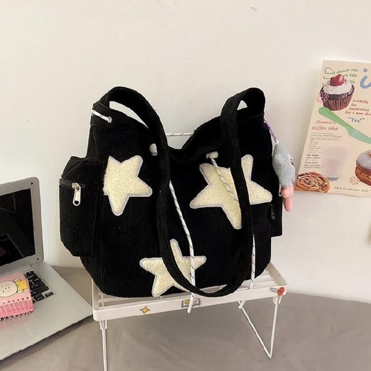 Convenient Corduroy Star Crossbody Bag with Pendant Perfect for Daily Outings