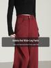 Ancola Red High-Waisted Floor-Length Wide-Leg Slimming Pants, 2025 Spring Women's Collection