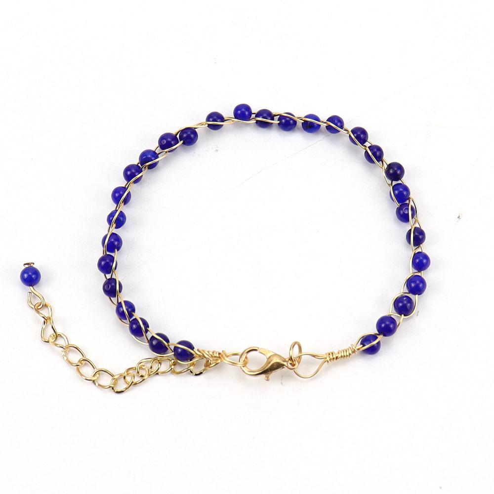 Personalized Handmade Gold Wrapped Agate Bead Crystal Bracelet Women'S Adjustable B75