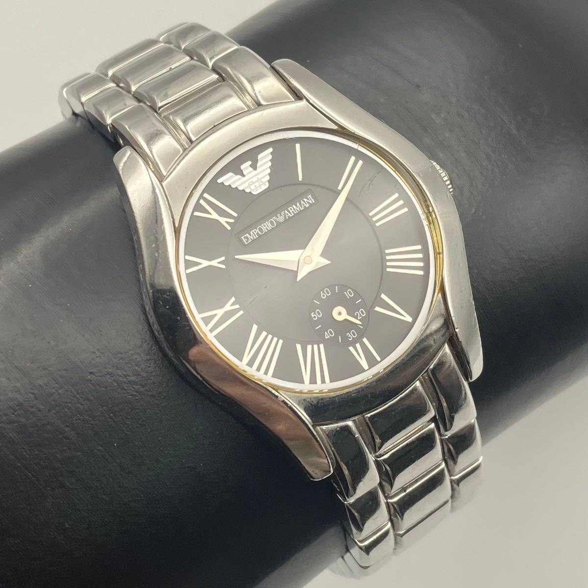 Used Working item Emporio Armani men s watch Sumoseco black dial silver EMPORIO ARMANI QZ