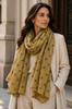 Mustard Scarf with Chocolate Dots - 180x90 , Cotton with Polyester