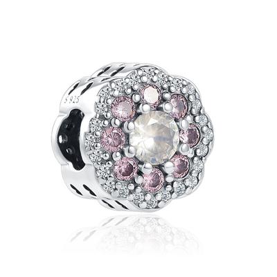 Nuovo argento sterling 925 rosa ragazza ragazzo rosa scintilla distanziatore clip fascino tallone adatto braccialetto di moda originale gioielli fai da te per le donne