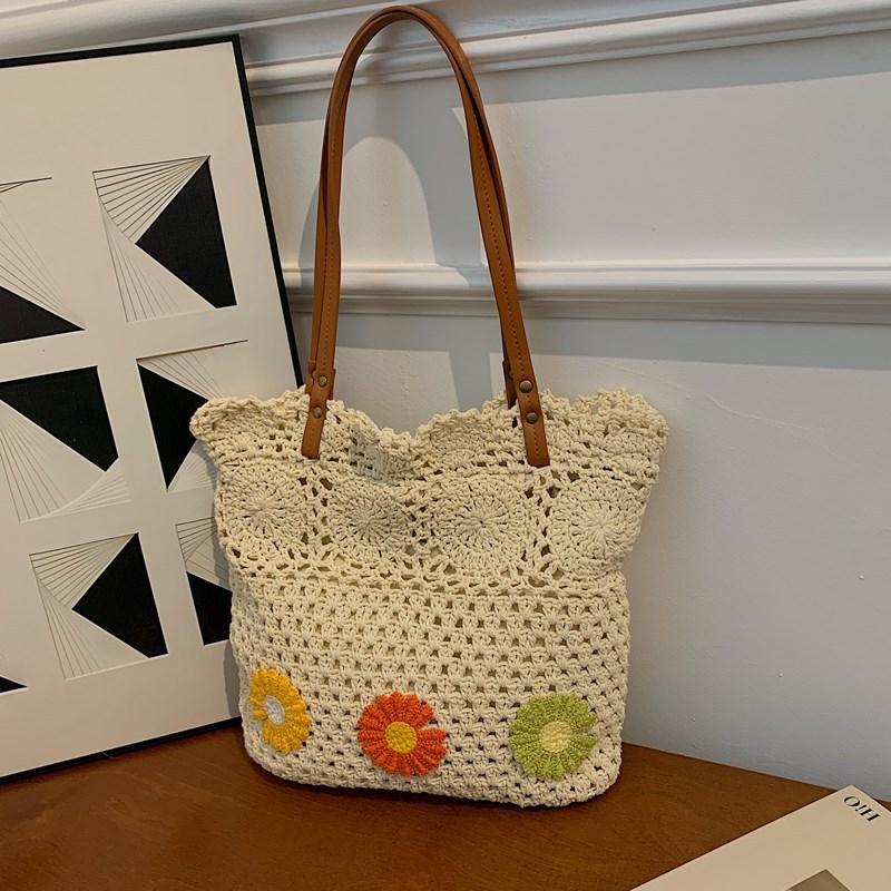 Woven Hollow Bag Women's New Spring and Summer Large-capacity Versatile Seaside Vacation Beach Bag Tote Bag