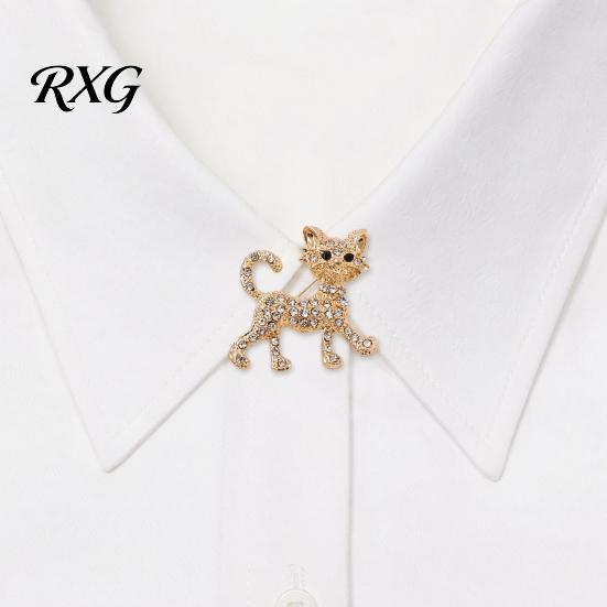 Kitten Lapel Pin Rhinestone Cat Shape Brooch Pin, Clip for Animal Accessory Women Girls, Sweater Cardigan Coat Suit Decoration Jewelry Accessories