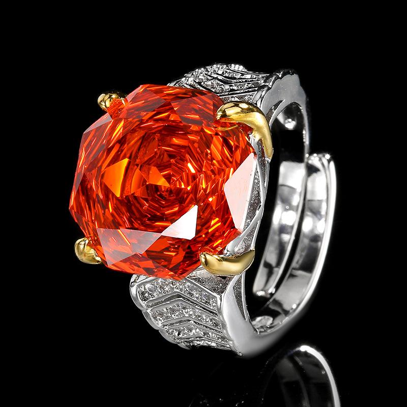 

Ювелирные изделия Медное основание Позолоченная Огранка «Роза» Оранжево-красный Цирконий Темперамент Легкая роскошь Набор Главный камень 14-12 мм