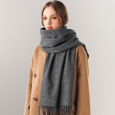 Cachecol de lã pura inverno homens e mulheres casal idoso cachecol xale cinza presente namorado presente de aniversário