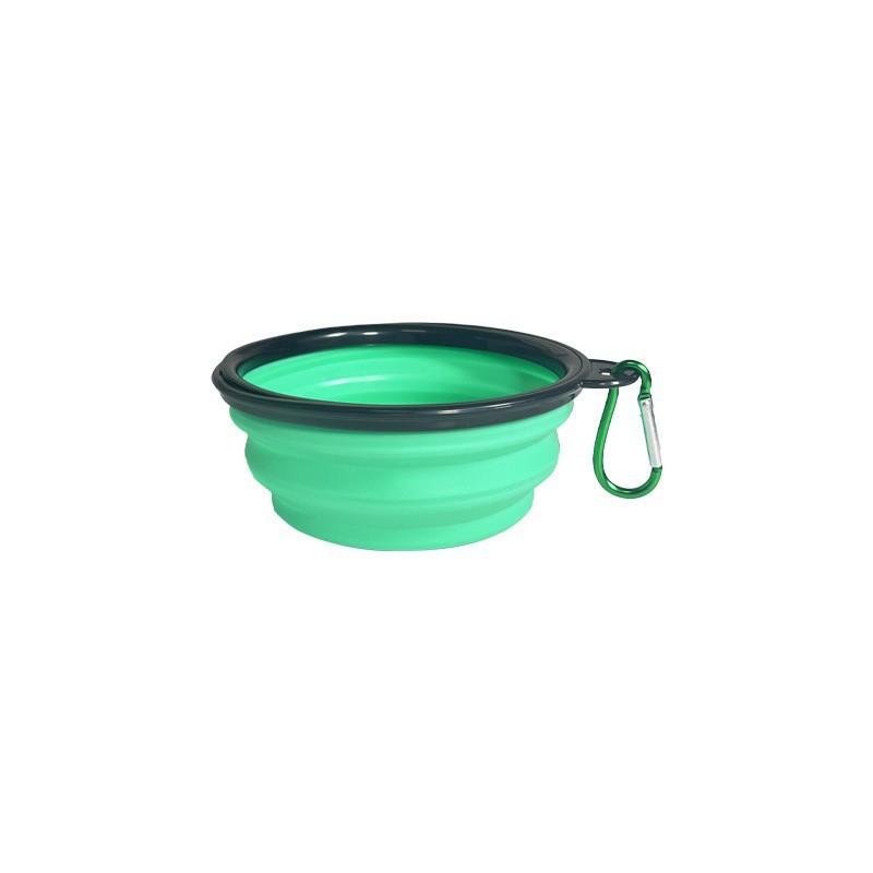 Folding Portable Silicone Dog Feeder Bowl 2-in-1 Pet Dispenser with Carabiner for Outdoor Travel Food And Water Container for Do