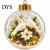 Christmas Party Hanging Trinkets 3D Faux Crystal Ball Ornaments with Warm LED Holiday Character Figurines Lights, Luminous Tree Pendant for Home Decor