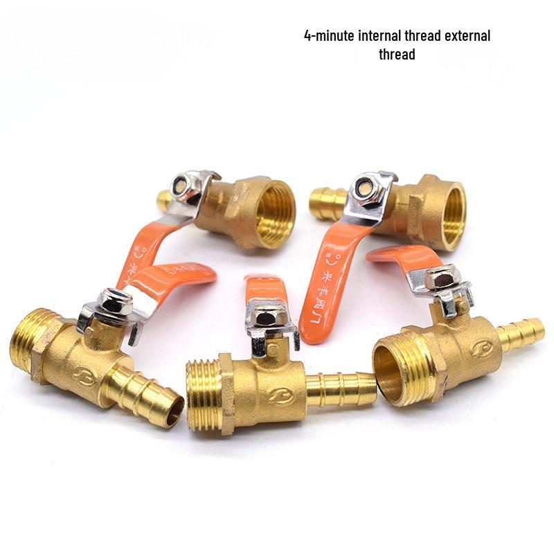 Copper/Gas Ball Valve with Hose Barb: 1/2", 3/8", 1/4" Plug, 8/10/12mm Drain Valve/Gas Nozzle.