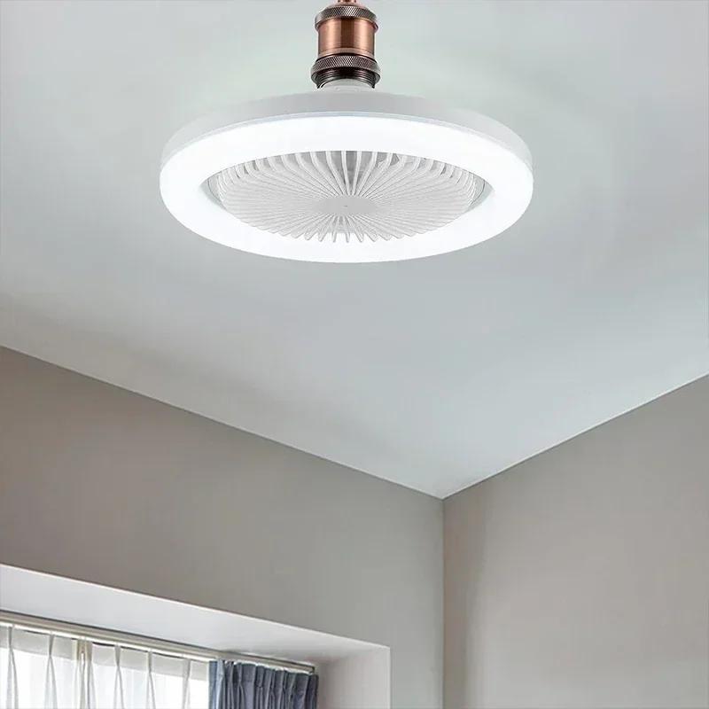 Deckenventilator LED-Licht mit Fernbedienung und 3-Geschwindigkeits-E27-Beleuchtungssockel für Schlafzimmer- und Wohnzimmerbeleuchtung 2-in-1 Deckenventilatorleuchten
