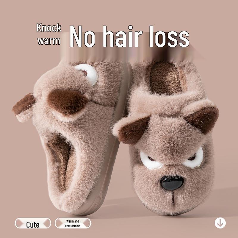 Kids' Cartoon Cotton Slippers - Warm Fleece Lining, Thick Sole, for Boys, Autumn/Winter