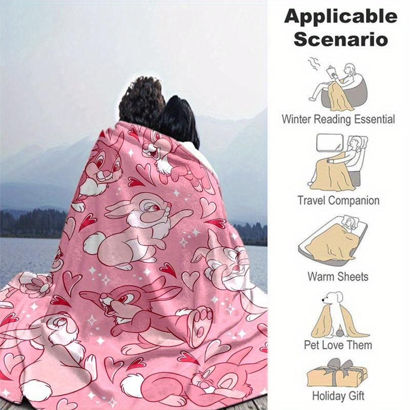 1 Stück, Rosa Hase Herz-Druck Decke Heimdekoration, Sofadecke, Outdoor-Decke, Geschenk für Sie Ihn, Flanelldecke, Geeignet für Schlafzimmer,