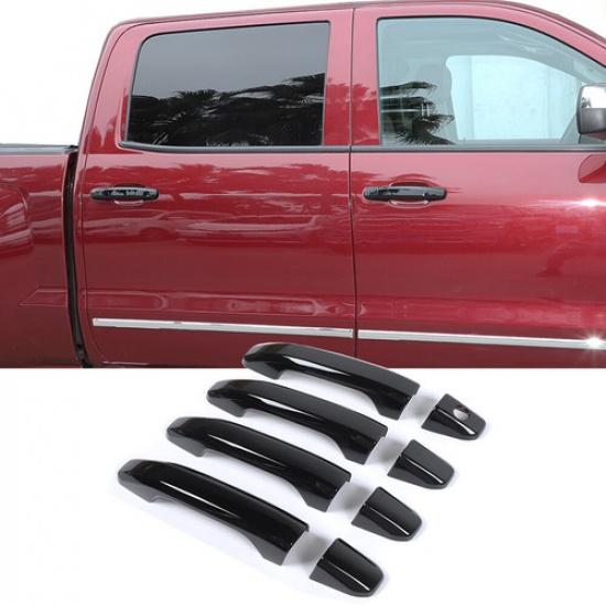 BLACK Exterior Door Handle DECOR COVER For Chevy SilveradoGMC Sierra 2014-2018