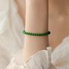 Natural Green Chalcedony Agate Thin Bracelet - 4mm Retro Peace Beads, Chinese Style Summer Accessory