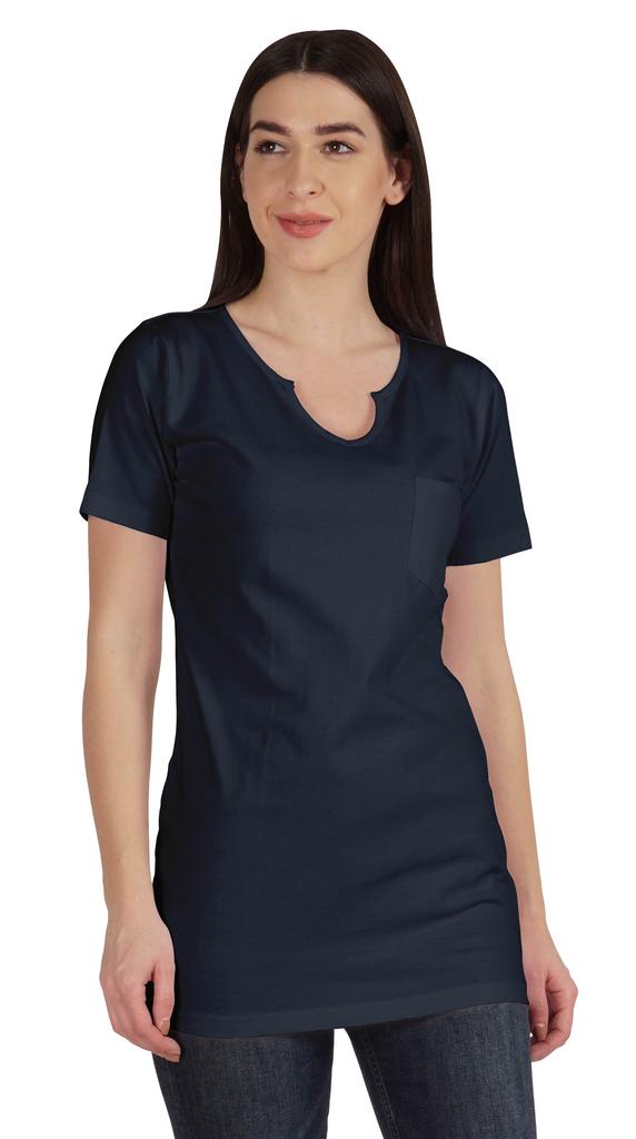 Inkmeso Long Length Notch Neck Top For Women Basic Cotton Tee Shirt w  Pocket Patch Legging