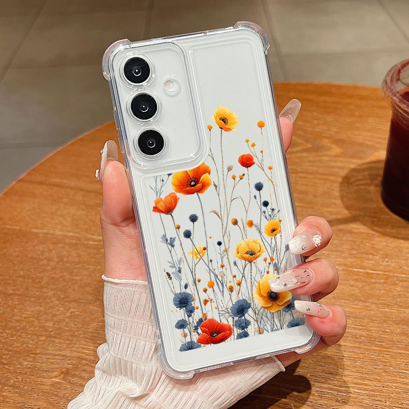 Flowers Leaves Phone Case For Samsung Galaxy S25 Edge S24 Ultra S23 S22 Plus S21 FE A34 A54 A15 A35 A55 A16 A26 A36 A56 5G Capa