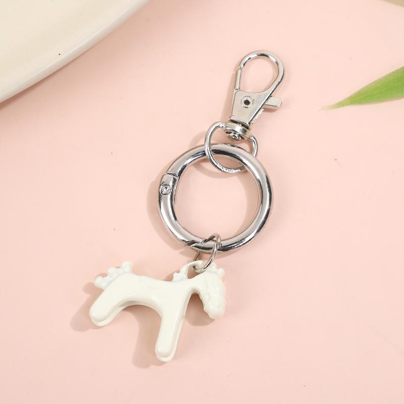 Creative Colorful Pony Keyring Fashion Simple Metal Keychain Backpack Pendant Versatile Key Hanging Decoration Accessories A1