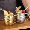 Easy To Clean Hammer Pattern Moscow Mule Mug 520ml Rust-proof Stainless Steel Cup Elegant Large Capacity Beer Mug Kitchen