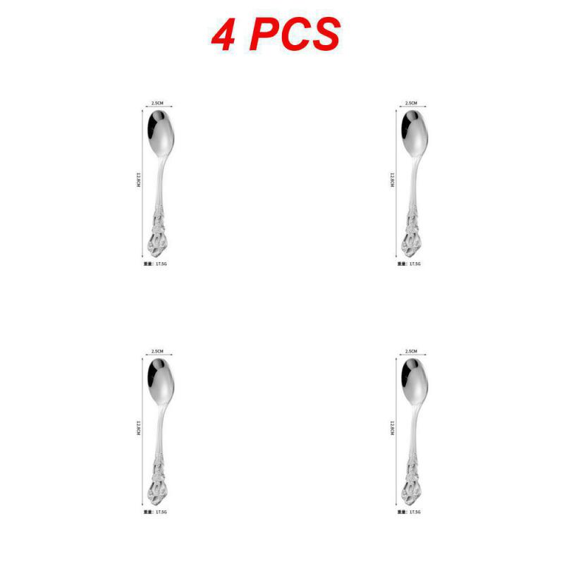 2/4/6 ST Kaffetillbehör Sked Rostfritt Stål Europeisk Stil Snidad Liten Kökstillbehör Snacks Skopa Matservis