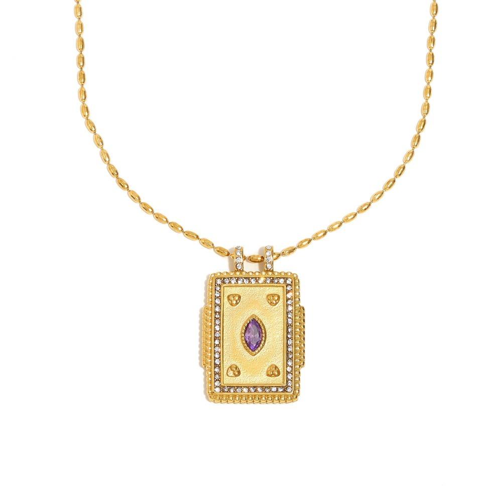Brass Retro Necklace Multicolor Waterproof Ethnic Pendant Necklace Hypoallergenic Real Gold Plated 18K Gold Plated Necklace Gift
