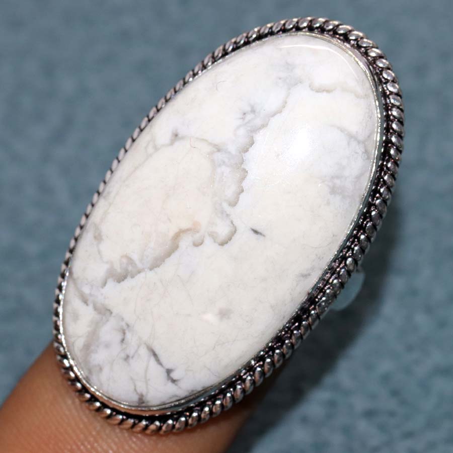 Pretty Howlite 925 Silver Plated Ring US 9.5 Best Seller Design Trendy r3A19