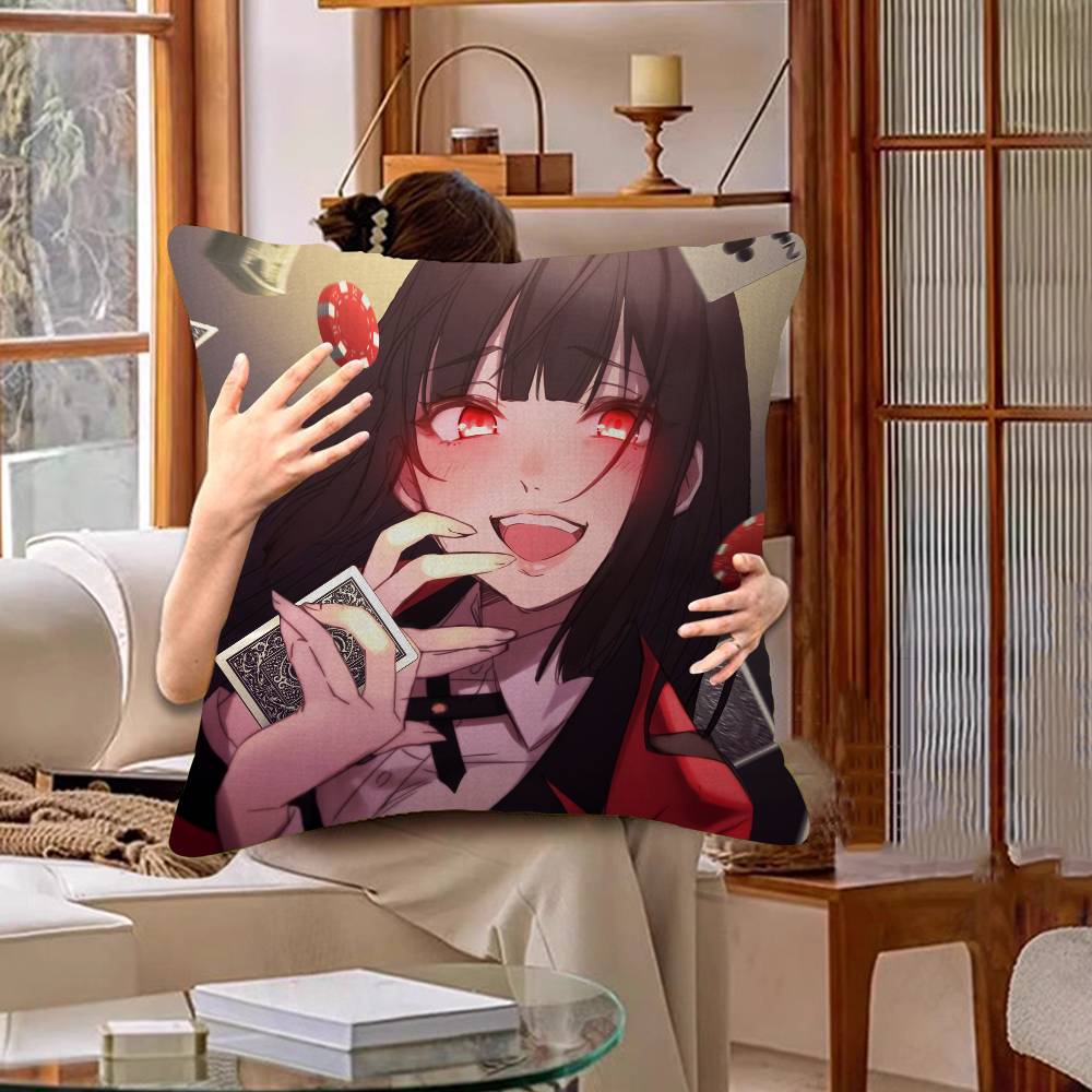 Japanese Manga KKakegurui Pillow Cover For Bedroom Room And Living Room Sofa Decorative Cushion Cover