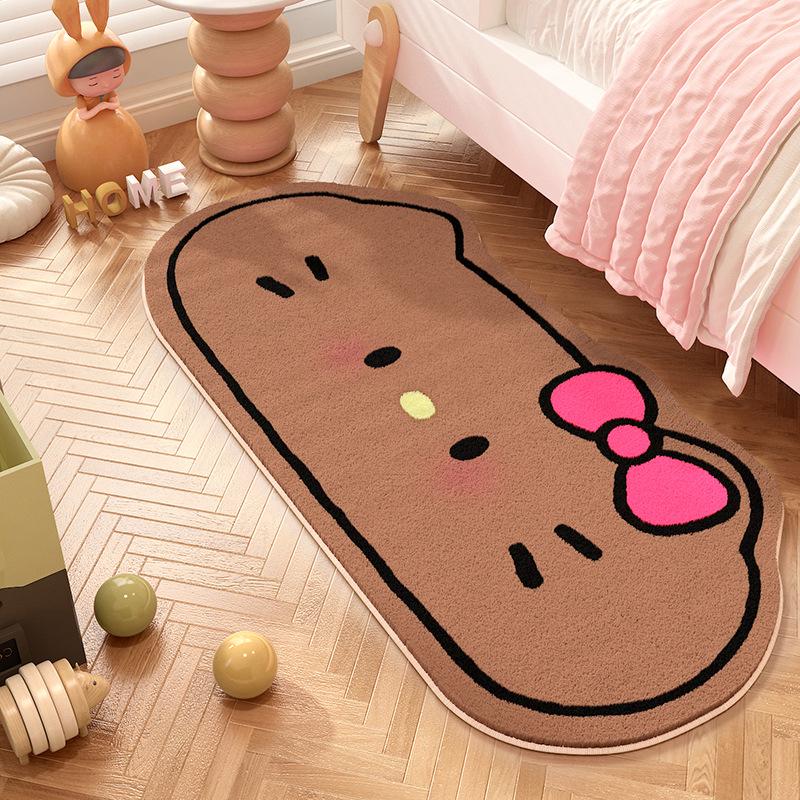 Covoraș de pat roz Hello Kitty din cașmir sintetic - Drăguț, feminin, antiderapant, ușor de curățat, rezistent la uzură