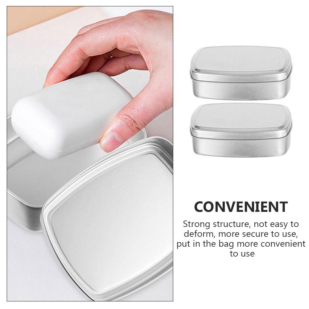 2Pcs Aluminum Soap Boxes Metal Containers Portable Soap Dishes Travel Case Sets Bathroom Products Household Merchandises Storage