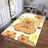 Cute Bear Pattern Carpet with Inspirational Text "Keep Happy", Beige Background Suitable for Use As an Anti-slip for Living Room Bedroom Sofas
